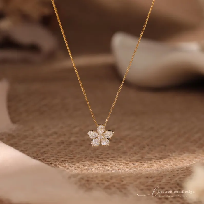 Picture of Dainty Flower Diamond Necklace