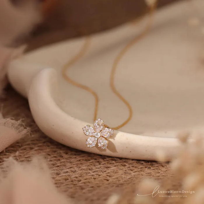 Picture of Dainty Flower Diamond Necklace