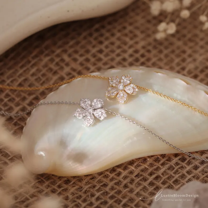 Picture of Dainty Flower Diamond Necklace