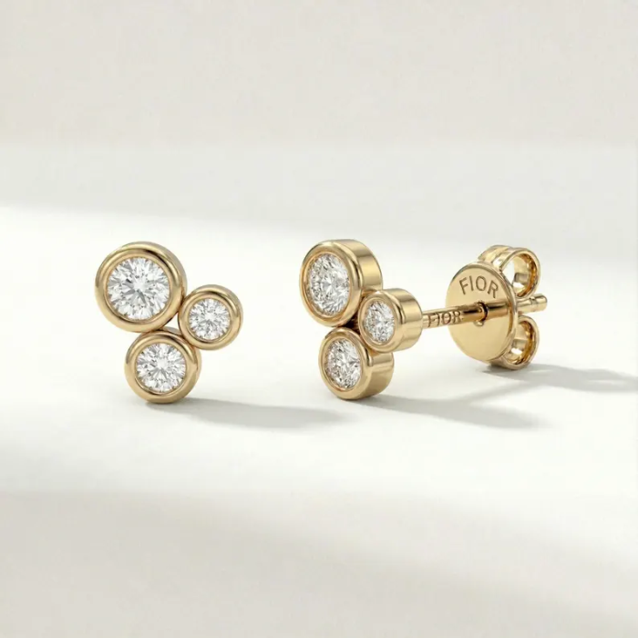 Picture of Gold Diamond Cluster Stud Earrings