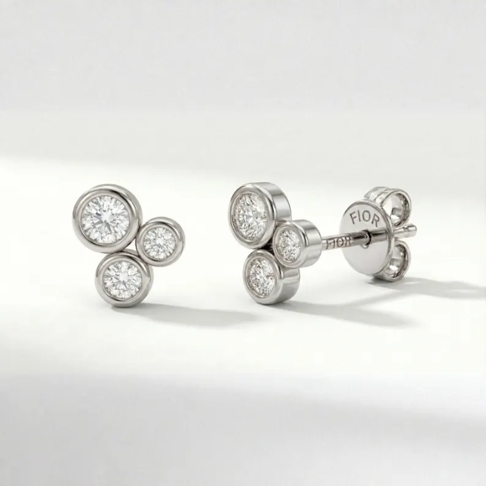 Picture of Gold Diamond Cluster Stud Earrings