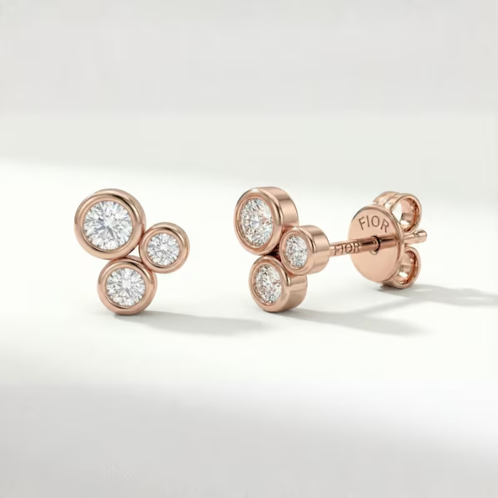 Picture of Gold Diamond Cluster Stud Earrings