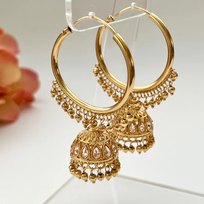 Picture of Jhumka Earrings Gold Hoop Earrings