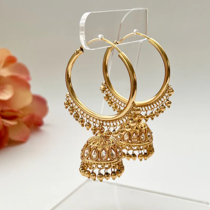 Picture of Jhumka Earrings Gold Hoop Earrings