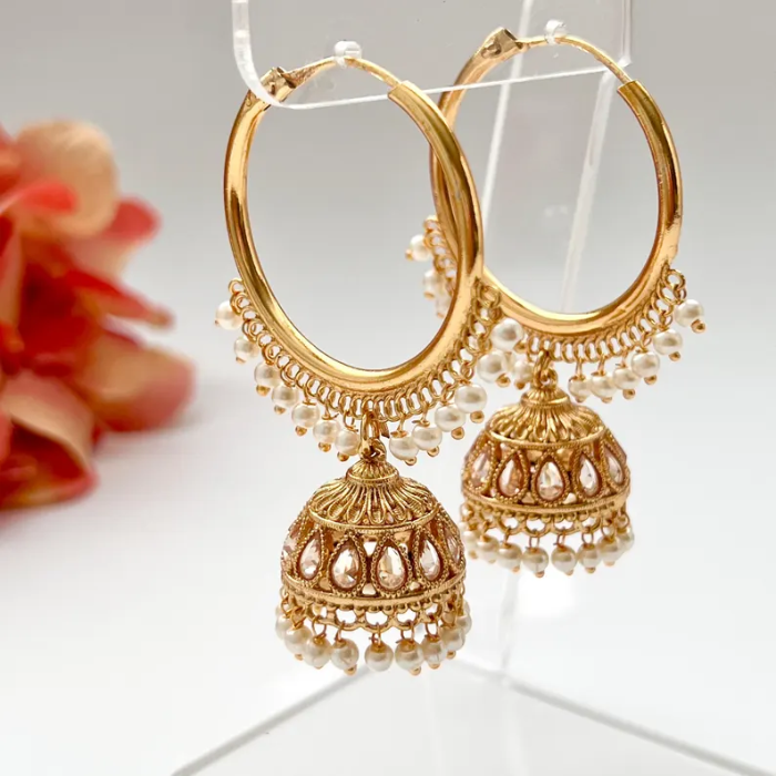 Picture of Jhumka Earrings Gold Hoop Earrings