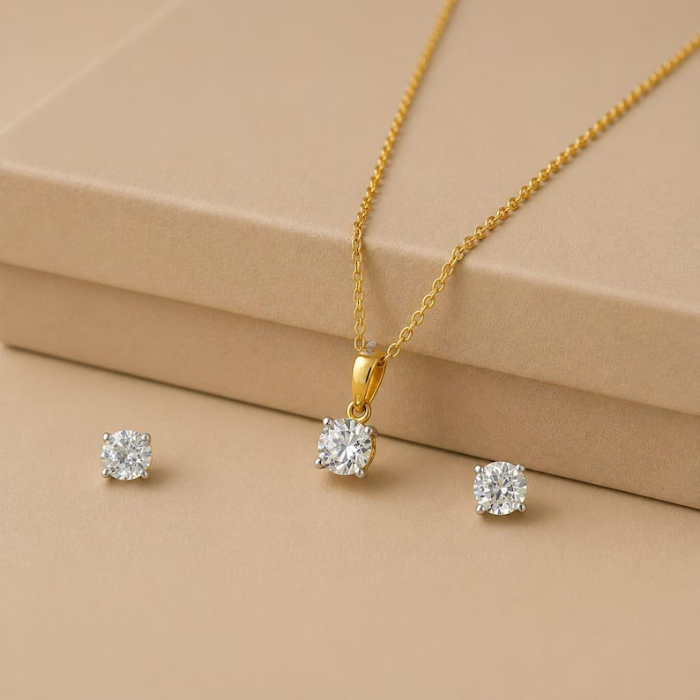 Picture of Gold Solitaire Pendant Set
