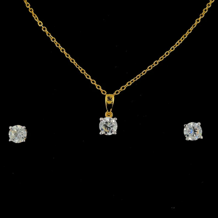 Picture of Gold Solitaire Pendant Set