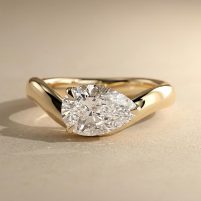Picture of Lab Diamond Sculpted Wave Solitaire Ring