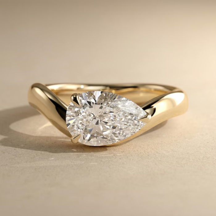 Picture of Lab Diamond Sculpted Wave Solitaire Ring