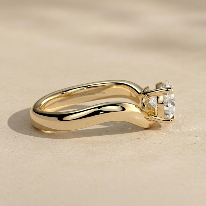 Picture of Lab Diamond Sculpted Wave Solitaire Ring