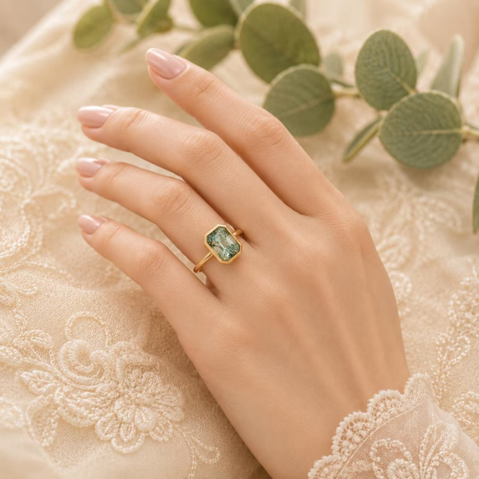 Picture of Bezel Emerald Cut Ring