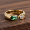 Picture of Emerald & Round Two Stone Ring
