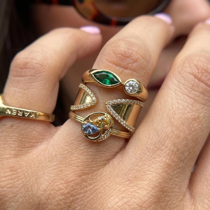 Picture of Emerald & Round Two Stone Ring