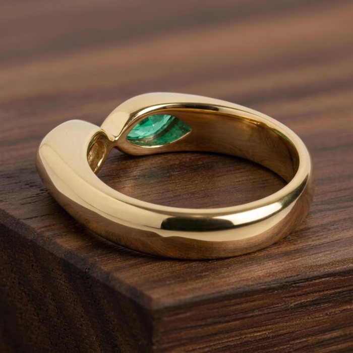 Picture of Emerald & Round Two Stone Ring