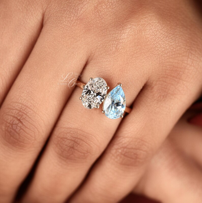 Picture of Pear & Oval Toi et Moi Ring